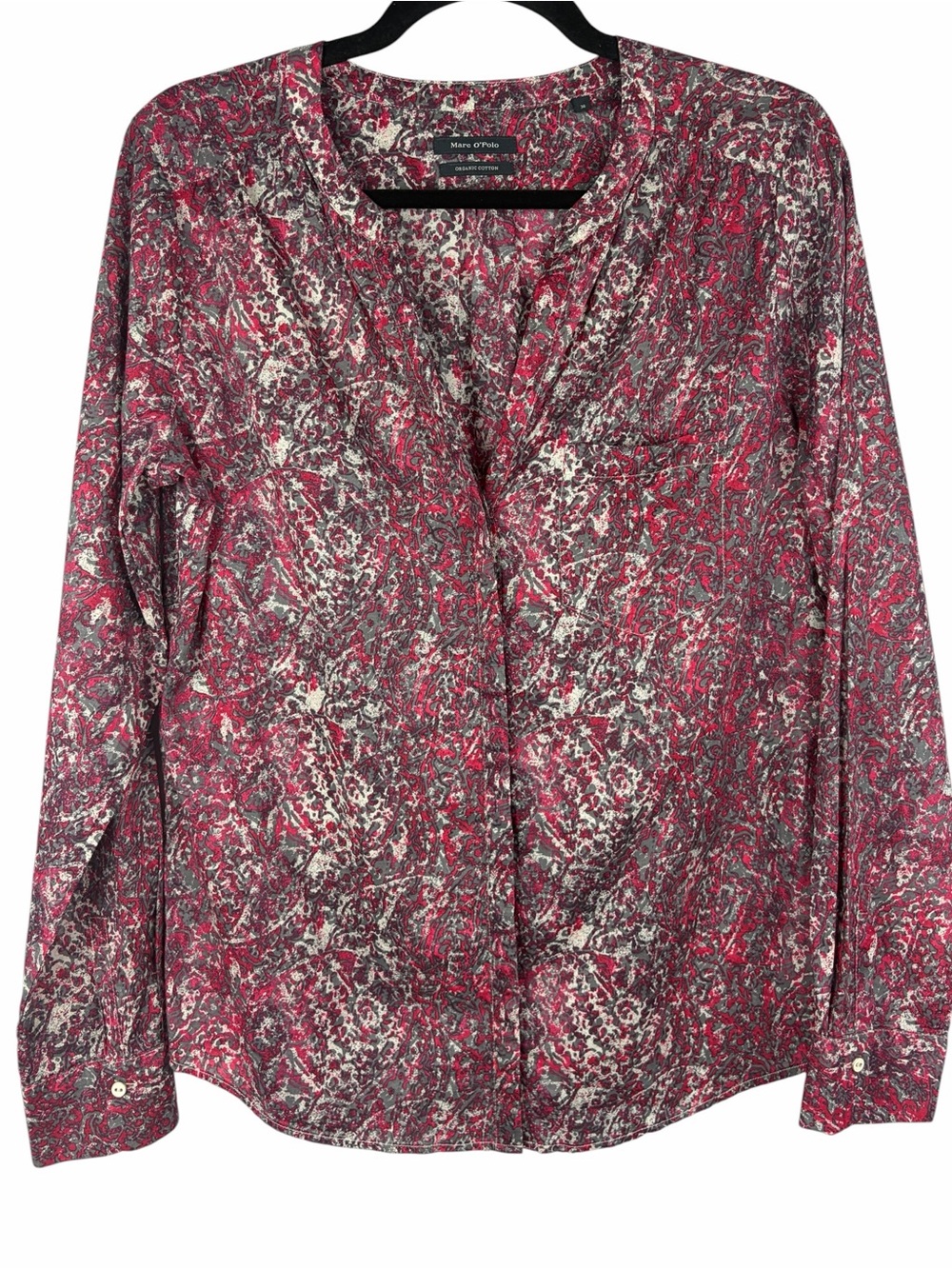 Marc O’Polo Organic Cotton Paisley Print Blouse Size 38 Red Grey Lightweight